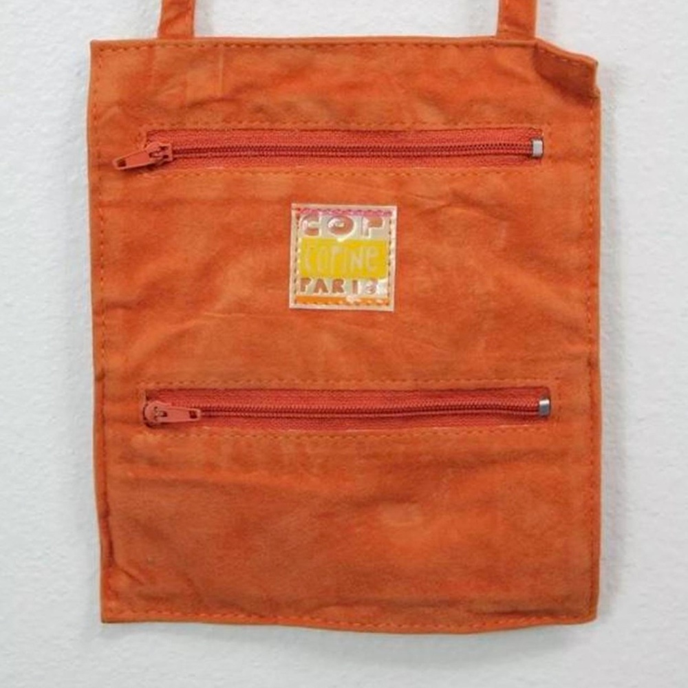 Vintage 90s Cop Copine Paris Suede Leather Crossbody Zipper Little Purse Tote
